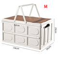 Size M - Multifunctional Folding Camping Storage Box, Car Trunk Organizer, Picnic Storage Bin with Wooden Lid - Approx. 55L