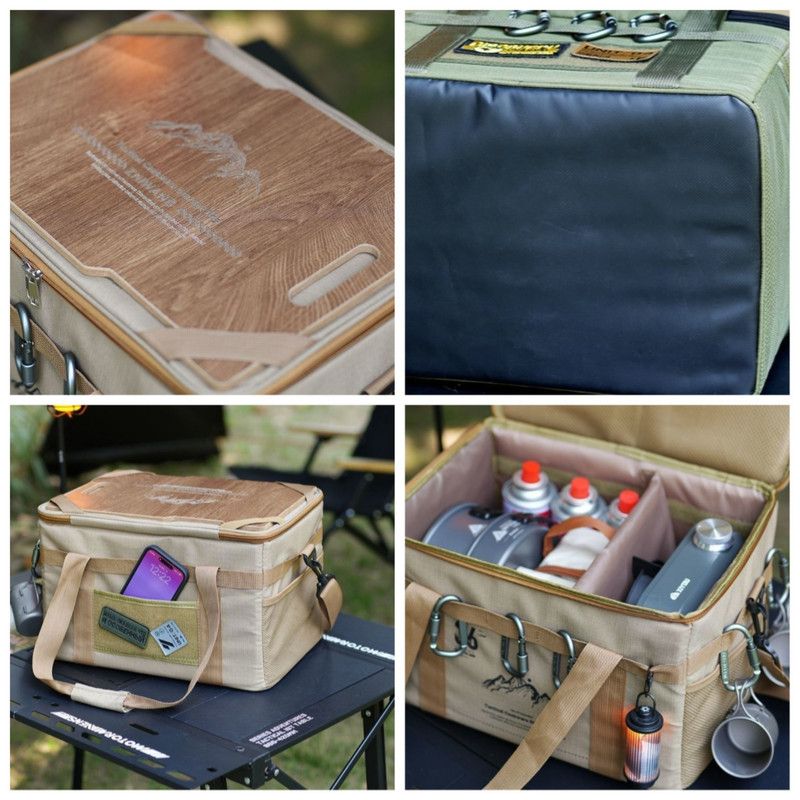 36L Outdoor Tactical Storage Bag with Detachable Wooden Board, Multifunctional Camping Handbag—Green