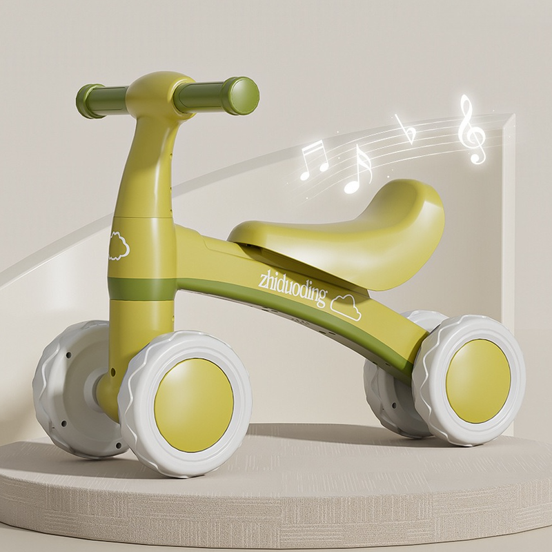 Balance Bike, Pedal-Less Baby Scooter, Toddler Learning Walker with Music for Ages 1–3 – Green