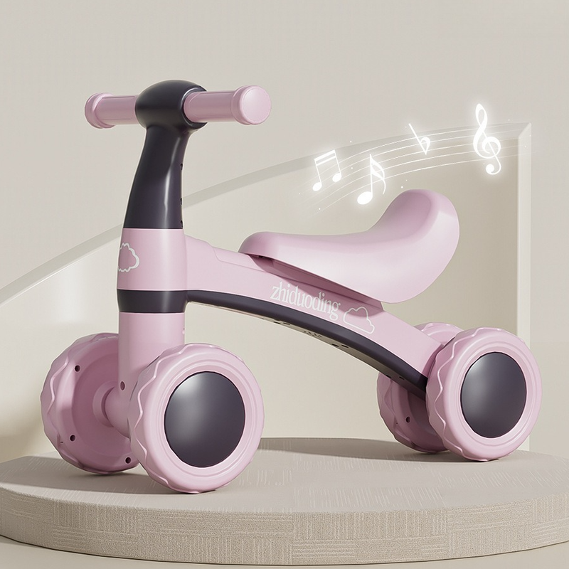 Balance Bike, Pedal-Free Baby Scooter, Toddler Learning Walker with Music for Ages 1–3—Pink