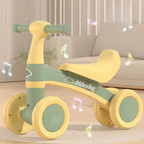 Balance Bike, Pedal-Free Baby Scooter, Toddler Learning Walker with Music for Ages 1–3 – Light Green