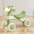 Cartoon Alpaca Kids 4-Wheel Balance Bike, Pedal-Free Toddler Scooter with Lights & Music for Ages 1–3—Green