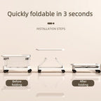 Foldable Transparent Storage Box with Pull Rod and Wheels, Portable Household Storage Container—Transparent