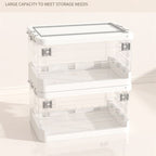 Foldable Transparent Storage Box with Pull Rod and Wheels, Portable Household Storage Container—Transparent