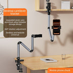 Aluminum Alloy Cantilever Phone Mount, Clamp Lazy Stand For Desk & Bed, Foldable Holder