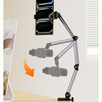 Aluminum Alloy Cantilever Phone Mount, Clamp Lazy Stand For Desk & Bed, Foldable Holder