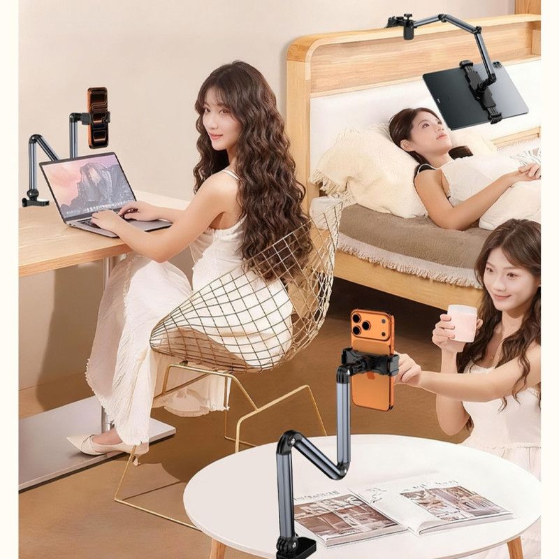 Aluminum Alloy Cantilever Tablet Stand, Clamp Lazy Holder For Bed & Desk, Foldable Support