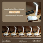 2-in-1 Foldable LED Eye-Caring Desk Lamp, USB-Rechargeable Study Light with Phone Holder—White