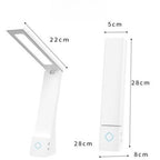 2-in-1 Foldable LED Eye-Caring Desk Lamp, USB-Rechargeable Study Light with Phone Holder—White