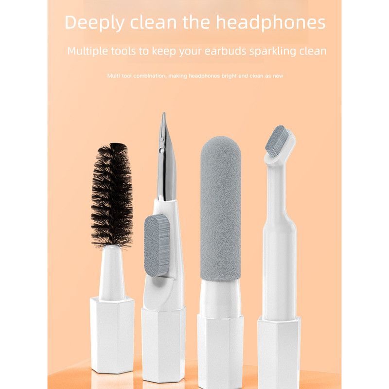Multi-functional Electronics Cleaning Tool Kit, Portable Keyboard Cleaner Brush Set for Laptop Camera Earphone Screen-White