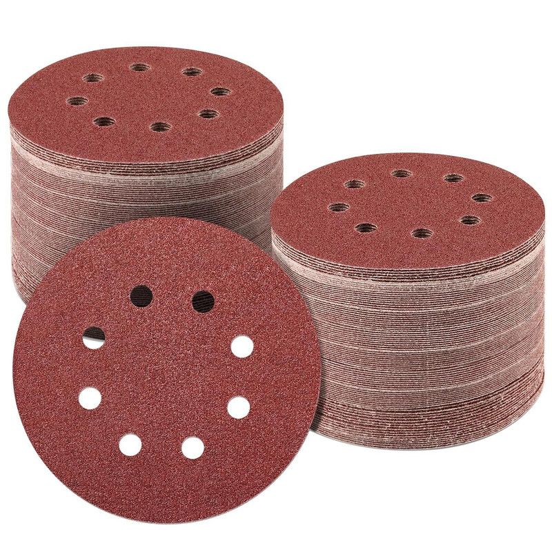 125mm 8 Hole Sanding Discs P40 Grit Hook and Loop Orbital Sander Sandpaper 100 Pack