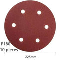 225mm 6 Hole Drywall Sanding Discs P180 Grit Hook and Loop Wall Sander Sandpaper 10 Pack