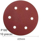 225mm 6 Hole Drywall Sanding Discs P180 Grit Hook and Loop Wall Sander Sandpaper 10 Pack