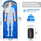 3 Season Lightweight Camping Sleeping Bag, Portable Compact Backpacking Sleep Sack for Outdoor Hiking Travel