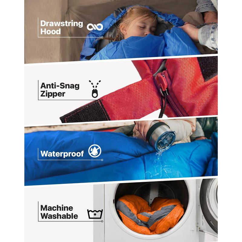 3 Season Lightweight Camping Sleeping Bag, Portable Compact Backpacking Sleep Sack for Outdoor Hiking Travel