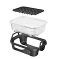 Air Fryer Glass Baking Tray Insert with Drain Rack & Support Frame, Heat Resistant Food Safe Cooking Container-Black