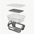 Air Fryer Glass Baking Tray Insert with Drain Rack & Support Frame, Heat Resistant Food Safe Cooking Container-Gray