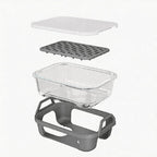 Air Fryer Glass Baking Tray Insert with Drain Rack & Support Frame, Heat Resistant Food Safe Cooking Container-Gray
