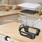 Air Fryer Glass Baking Tray Insert with Drain Rack & Support Frame, Heat Resistant Food Safe Cooking Container-Orange