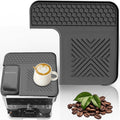 L Shaped Silicone Coffee Machine Mat, Non Slip Heat Resistant Espresso Machine Drip Tray Protector Pad-Black