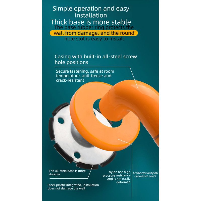 50cm Non Slip Bathroom Grab Bar Safety Handrail for Elderly Shower Toilet Wall Mount Support Handle Anti Fall