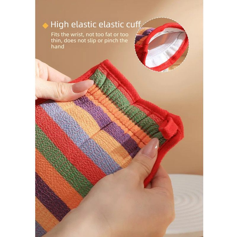 Exfoliating Bath Glove Double Sided Body Scrub Mitt Skin Exfoliator Shower Wash Glove-Blue