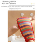 Exfoliating Bath Glove Double Sided Body Scrub Mitt Skin Exfoliator Shower Wash Glove-Blue