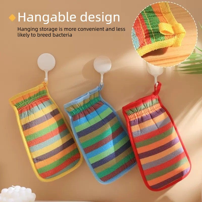 Exfoliating Bath Glove Double Sided Body Scrub Mitt Skin Exfoliator Shower Wash Glove-Yellow