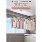No Drill Tension Shower Curtain Rod 22mm Diameter Extendable Clothes Rail 70-120cm