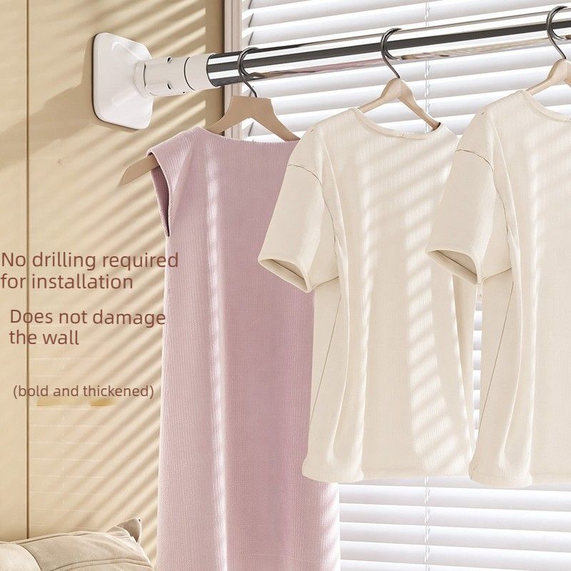 Heavy Duty Tension Curtain Rod 25mm Thick Extendable Shower Rail 110-200cm No Drill