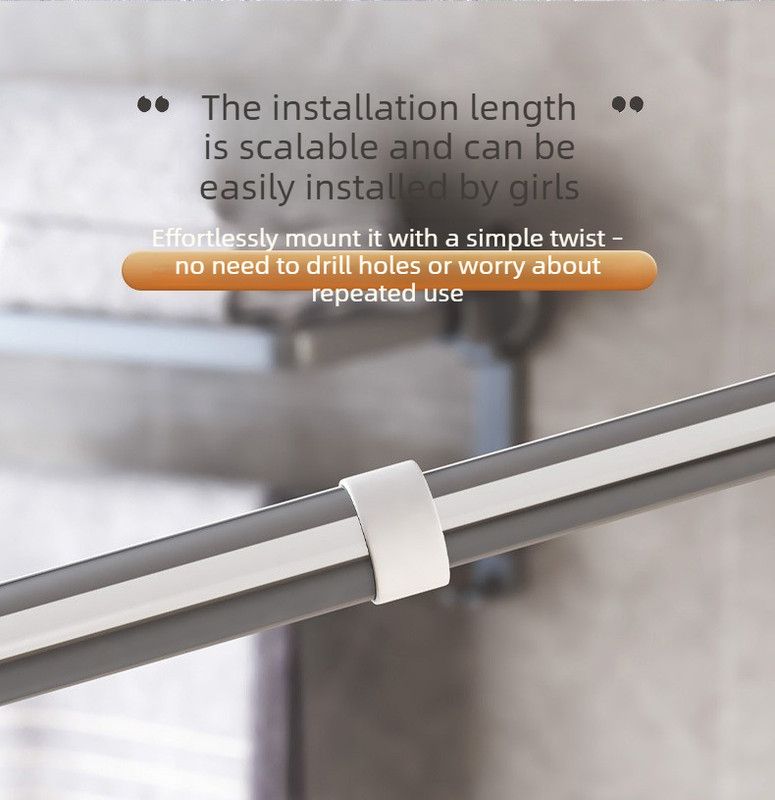 Extra Thick Tension Shower Curtain Rod 28mm Heavy Duty Extendable Rail 130-240cm Drill Free