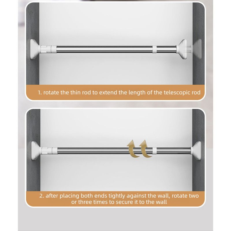 Extra Thick Tension Shower Curtain Rod 28mm Heavy Duty Extendable Rail 130-240cm Drill Free