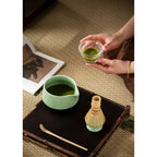 Diancha Tea Whisk Set, Bamboo Tea Tools with Ceramic Tea Bowl, Complete Powder Tea Making Kit, Gift Set for Tea Lovers-Green