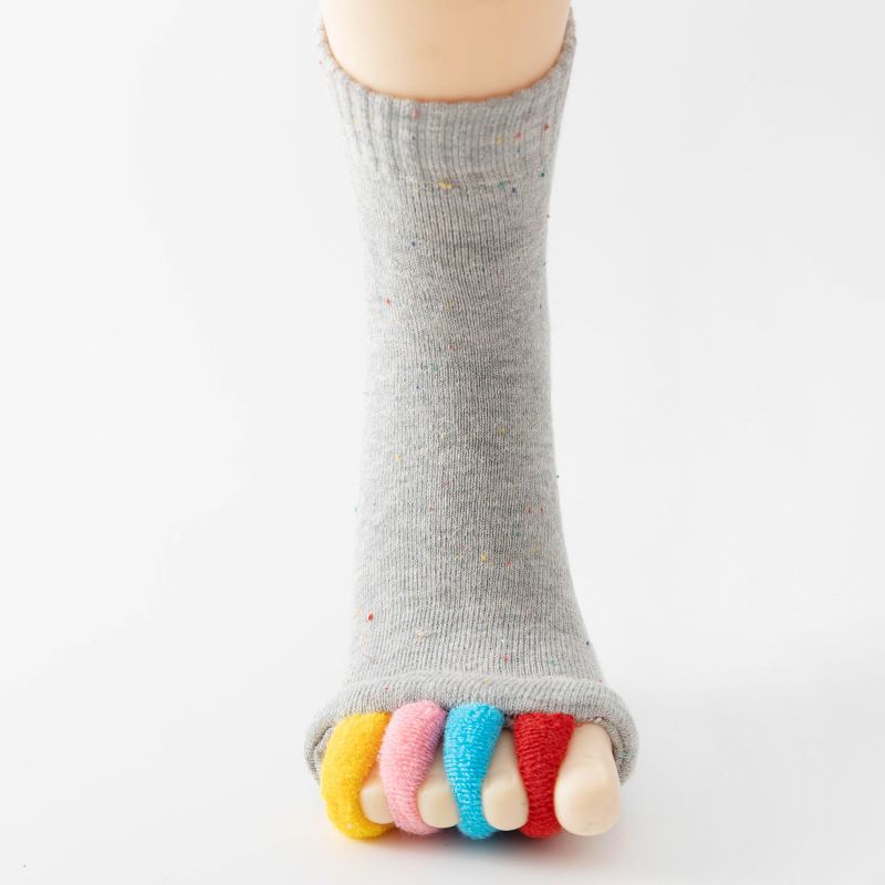 Five Toe Separator Yoga Socks Non Slip Open Toe Pilates Barre Foot Socks Breathable Stretch Studio Workout Socks-Gray