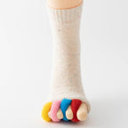 Five Toe Separator Yoga Socks Non Slip Open Toe Pilates Barre Foot Socks Breathable Stretch Studio Workout Socks-White