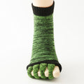 Five Toe Separator Yoga Socks Non Slip Open Toe Pilates Barre Foot Socks Breathable Stretch Studio Workout Socks-Green