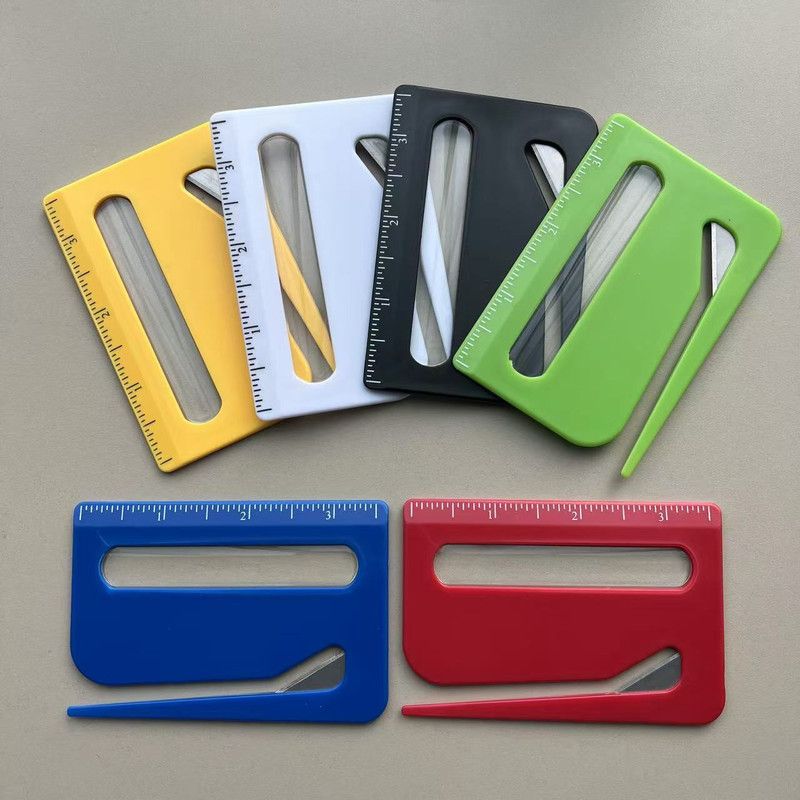 Portable Letter Opener Card Size Envelope Slitter with Ruler Lightweight Mail Opening Cutter for Office Home-Green