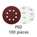 125mm 8 Hole Sanding Discs P60 Grit Hook and Loop Orbital Sander Sandpaper 100 Pack