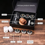 Cocktail Smoker Kit with Wood Chips, Whiskey Drink Smoker Gift Box, Old Fashioned Glasses, Spherical Ice Molds, Complete Home Bar Accessory Set