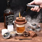 Cocktail Smoker Kit with Wood Chips, Whiskey Drink Smoker Gift Box, Old Fashioned Glasses, Spherical Ice Molds, Complete Home Bar Accessory Set