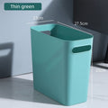 Slim Rectangular Bathroom Waste Bin, Narrow Profile Rubbish Bin with Carry Handles, Space Saving Bin for Toilet, Vanity, Laundry Room-Green