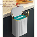 8L Wall Mounted Press Rubbish Bin, Slim Under Sink Hanging Waste Bin, Press Lid Trash Can for Kitchen Bathroom, Space Saving Cabinet Bin-Black