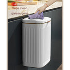 8L Wall Mounted Press Rubbish Bin, Slim Under Sink Hanging Waste Bin, Press Lid Trash Can for Kitchen Bathroom, Space Saving Cabinet Bin-Black