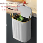 8L Wall Mounted Press Rubbish Bin, Slim Under Sink Hanging Waste Bin, Press Lid Trash Can for Kitchen Bathroom, Space Saving Cabinet Bin-White