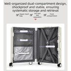 20 Inch Front Opening Carry On Luggage, Aluminium Frame Hard Shell Suitcase with Spinner Wheels, TSA Lock Cabin Travel Case-Black