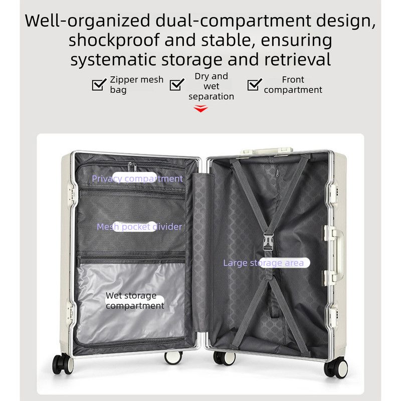 20 Inch Front Opening Carry On Luggage, Aluminium Frame Hard Shell Suitcase with Spinner Wheels, TSA Lock Cabin Travel Case-Black