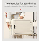 20 Inch Front Opening Carry On Luggage, Aluminium Frame Hard Shell Suitcase with Spinner Wheels, TSA Lock Cabin Travel Case-White