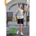 20 Inch Cute Carry On Suitcase, Hard Shell Cabin Luggage with USB Charging Port & Cup Holder, Lightweight Travel Trolley Case-Cream Yellow