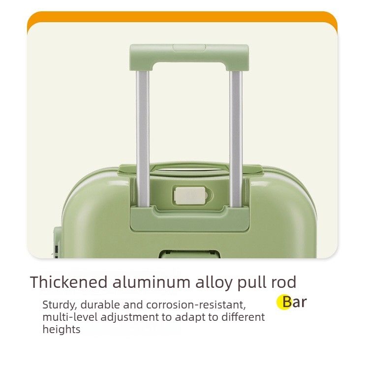 20 Inch Cute Carry On Suitcase, Hard Shell Cabin Luggage with USB Charging Port & Cup Holder, Lightweight Travel Trolley Case- Matcha Green