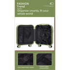20 Inch Cute Carry On Suitcase, Hard Shell Cabin Luggage with USB Charging Port & Cup Holder, Lightweight Travel Trolley Case- Matcha Green